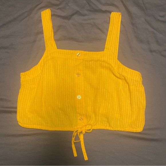 A New Day Yellow and White Striped Crop Top Size L - Picture 2 of 8